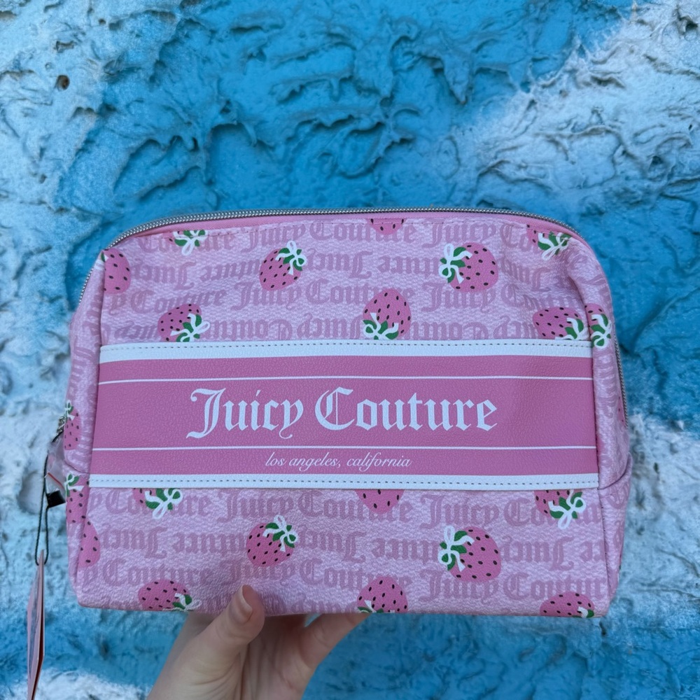 Juicy Couture Pink Strawberry Makeup Bag Y2K Cosmetic Pouch NWT